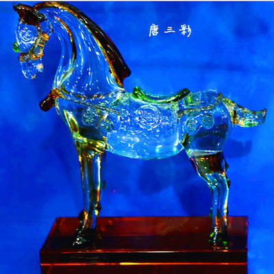 【水晶禮品 高檔飾品 唐三彩 水晶工藝品 時尚家居擺件 送領導】價格,廠家,圖片,水晶工藝品,廣州東赫商貿(mào)-